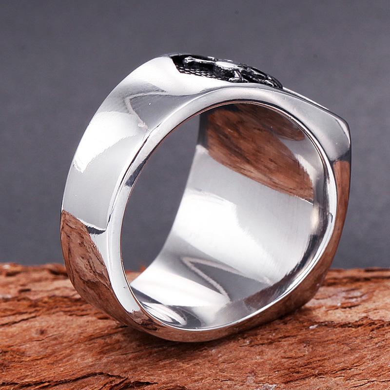 Vintage Knights Templar Freemason Stainless Steel Skull Ring Mens Masonic Freemasonry Biker Jewelry Gift for Man
