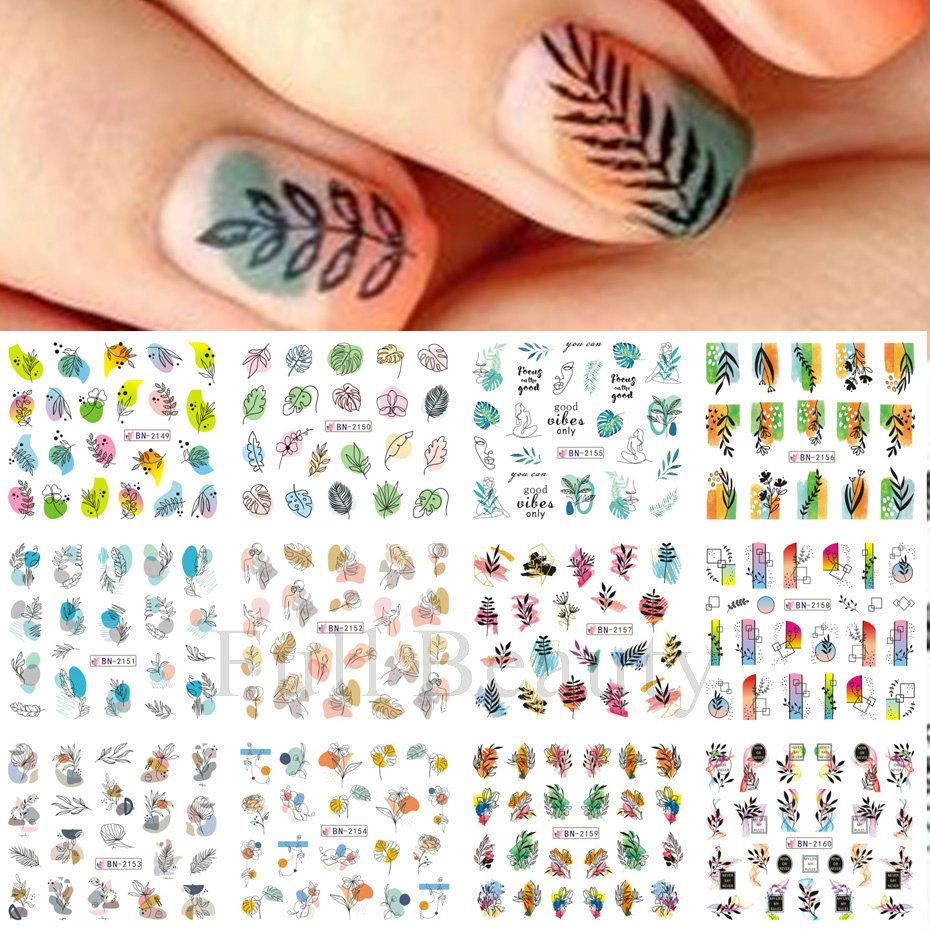 Nail Art Stickers Ins Spring And Summer Flower And Grass Series Zou Ju Flower Watermark Nail Stickers
