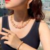 Цветной циркон Набор Цепь Свадебное платье Нежное Ожерелье Серьги Кольцо Браслет Набор из четырех предметов