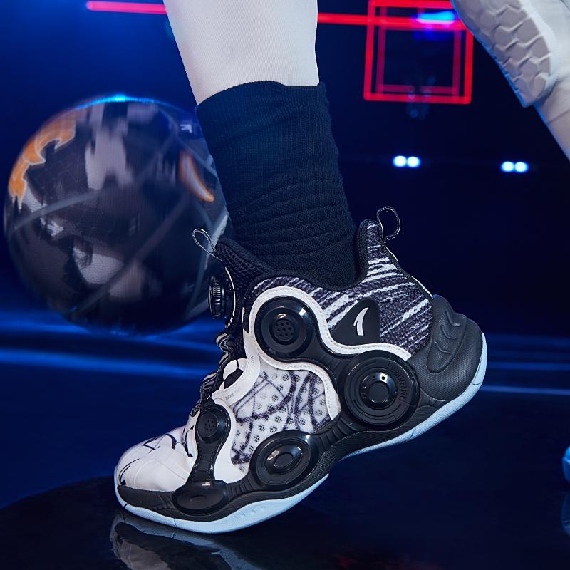 Anta Асимметричные удобные универсальные прочные дышащие низкие баскетбольные кроссовки детские кроссовки белые черные 312221102-3