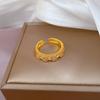 Real Gold Couple Ring, Women'S Tide Fashion Plain Ring, Adjustable Opening Ring, Cold Wind Index Finger Ring