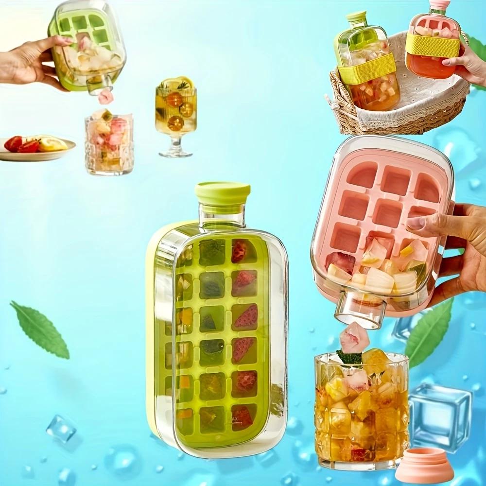 Easy release silicone ice cube dispenser for cocktails, whisky and beer, beverage cooler, straw ice cube dispenser, ice cube