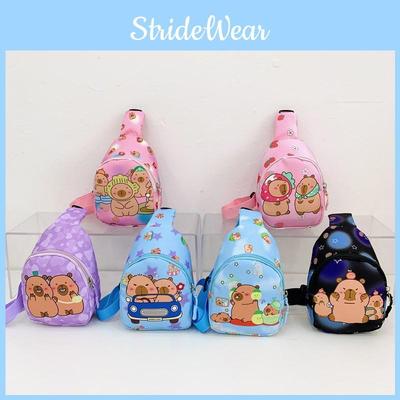 Capybara Crossbody Childrens Bag Cute Cartoon Design Lightweight Nylon Material