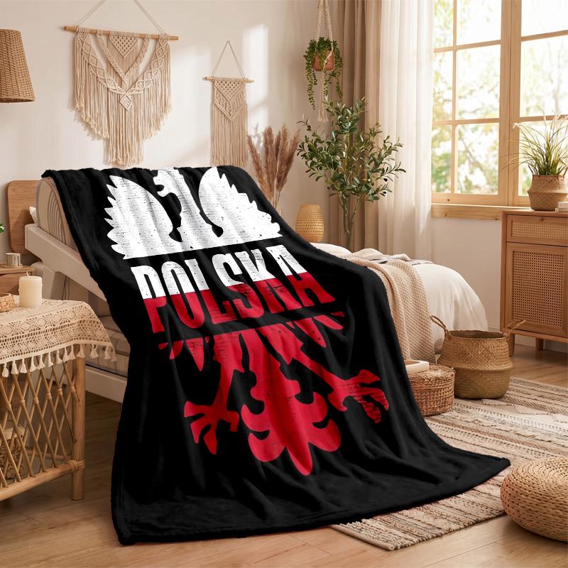 Poland Print Flannel Blanket Soft Warm Sofa Bed Throw Blanket For Home Office Bedroom