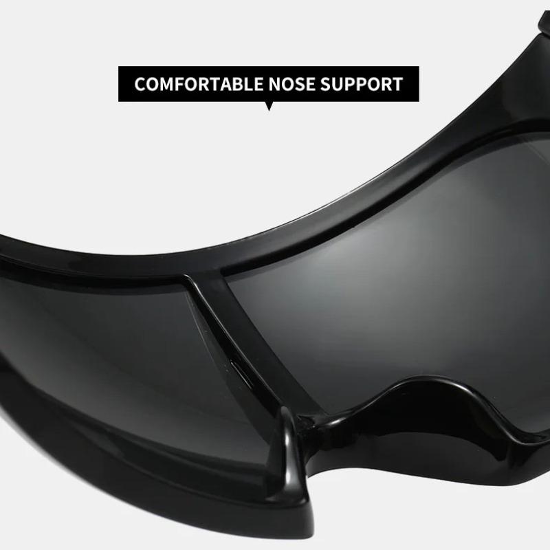 Модные солнцезащитные очки большого размера Y2k с запахом для мужчин и женщин, черные очки в большой оправе, ветрозащитные очки в стиле панк для верховой езды, цельные солнцезащитные очки UV400