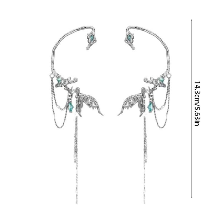 Detachable Fishtail Ear Clip With Tassels Alloy Ear Cuff For Sensitive Skin Long Wear Comfort