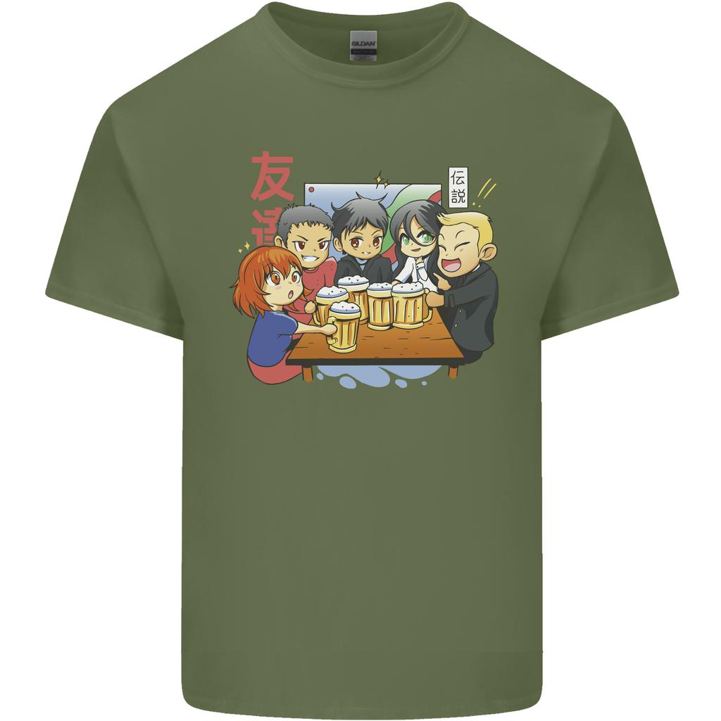 Chibi Anime Friends Drinking Beer Unisexs Light Cotton TShirt