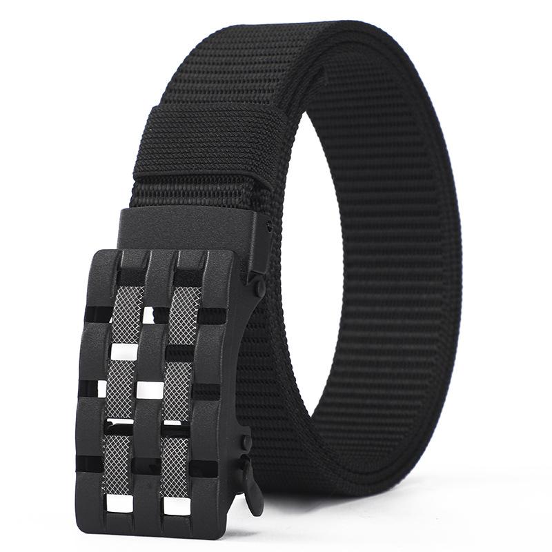 Plaid Button Imitation Nylon Belt Military Training Outdoor Canvas Tactical Belt Simple Sports Belt