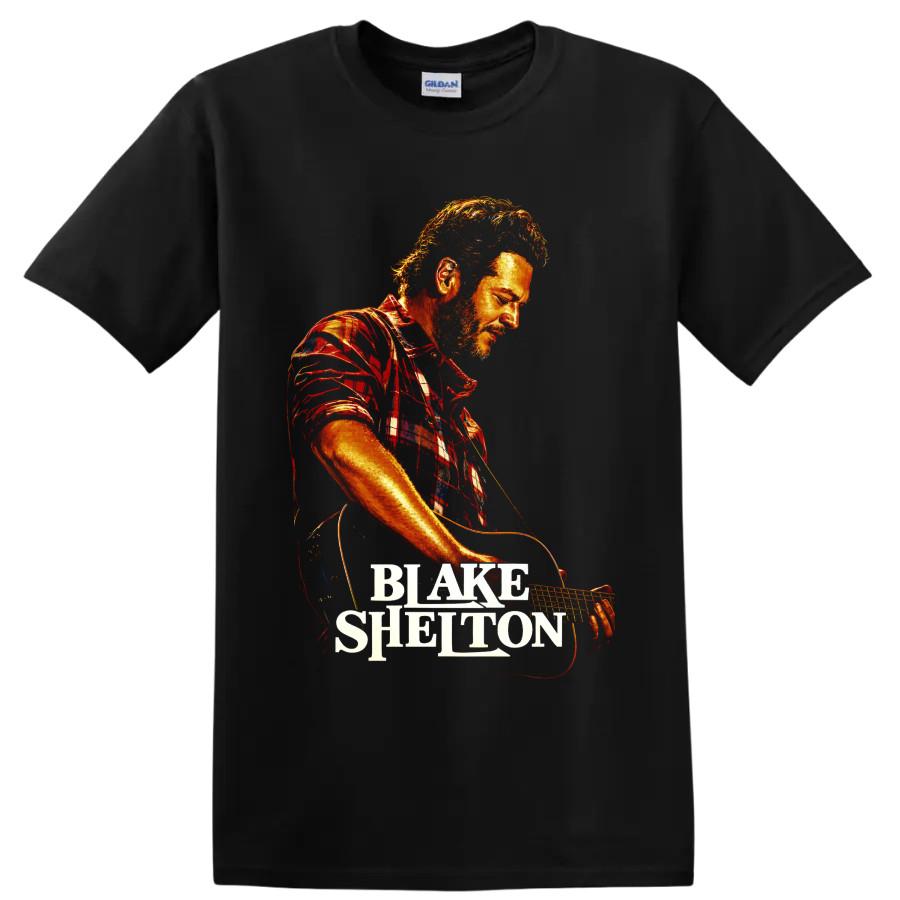 Blake Shelton Country Singer Guitar Performance Graphic T Shirt Music Fan Tee