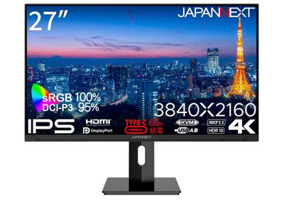Панель IPS JAPANNEXT ЖК-монитор с разрешением 4K HDMI DP USB Мощность 65 Вт HDR Регулировка высоты Поддержка поворота Оснащен функцией KVM 27-дюймов