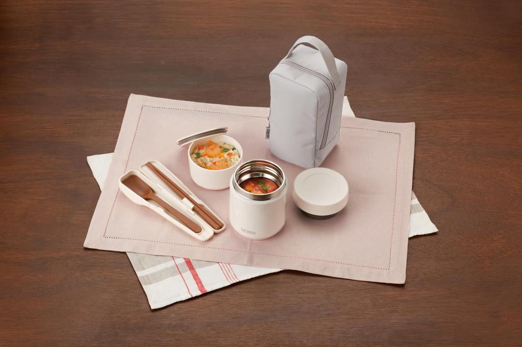 Thermos Vacuum Insulated Soup Lunch Set, 300ml, Greige, JEE-550 GG (Dishwasher Safe)
