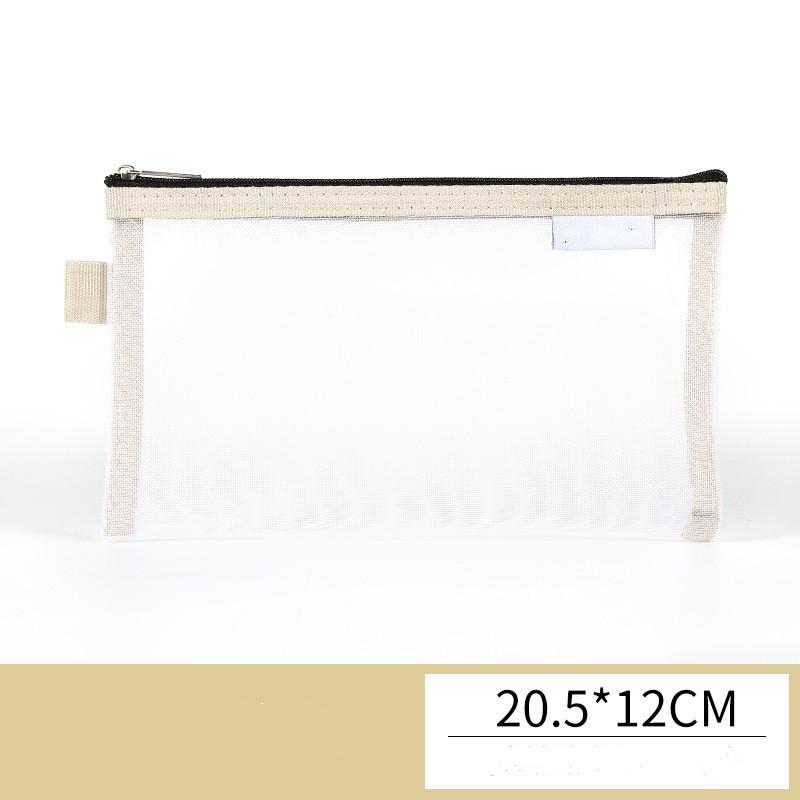 Large Capacity Simple Color Pencil Case Student Exam Series Hand Account Net Yarn Transparent Stationery Storage Supplies Bag