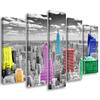 Five Piece Picture Canvas Print New York City Colourful Panorama