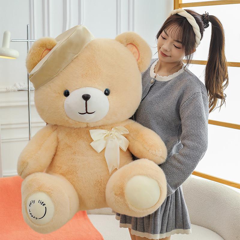 Beret Navy Wearing Teddy Bear Plush Doll Cute Bow Tied Perfect Gift Huggable