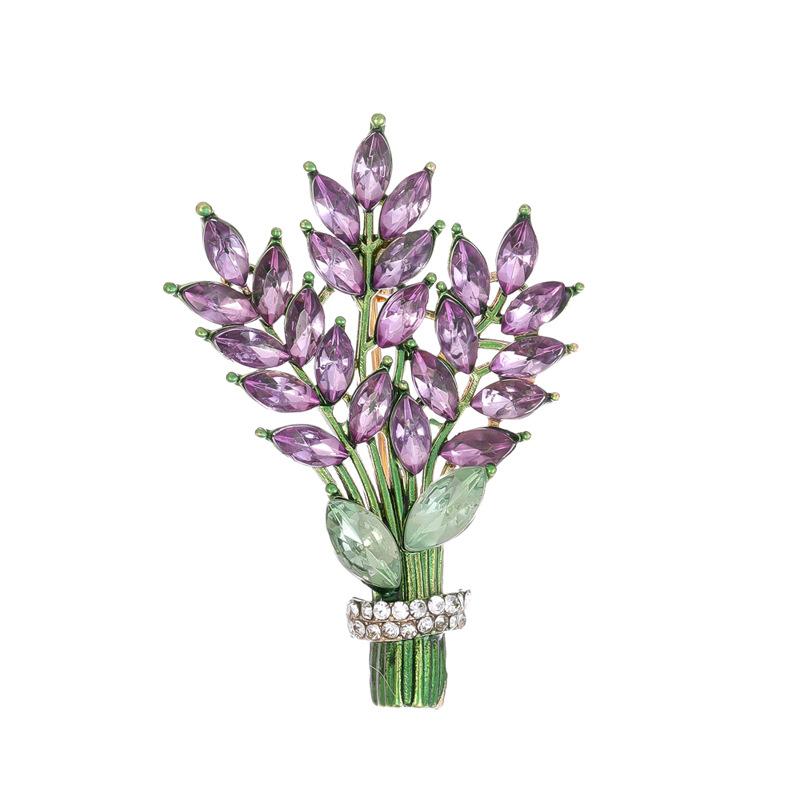 Fashion Crystal Lavender Brooches Pins Women Clothing Wedding Jewelry Party Accessories Gifts