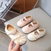 Children's Flats Leather Shoes 2024 Spring Embroidery Style Girl Princess Shoes Fashion Elegant Pearl Kids Hanfu Mary Jane Shoes