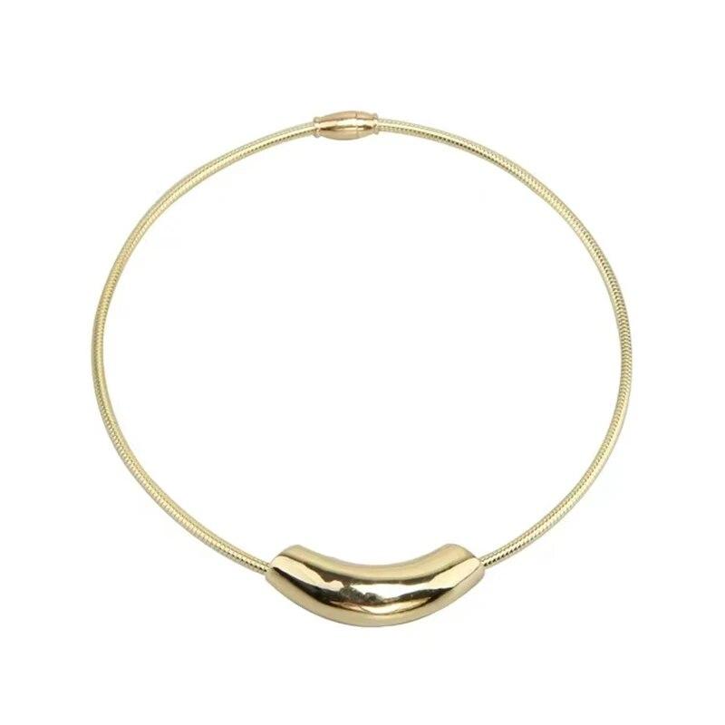 Французский ретро-дизайн, металлическая трубка, цепочка из змеиной кости, воротник-цепочка для женщин, преувеличенное ожерелье из нержавеющей стали, бесцветные украшения для девочек