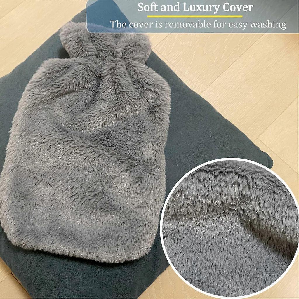 Hot Water Bottle with Fluffy Cover-Soft Luxury, 1.8L Large Hot Water Bottle as Great Gift for Women and Men, Warm Hot Water Bag