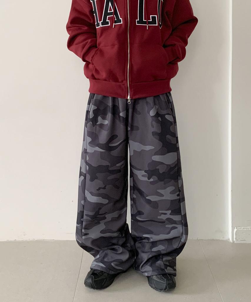 ROCKED GARAGE Unisex All-Season/Fleece-Lined Training Pintuck Balloon Two-Way Wide Pants_Military