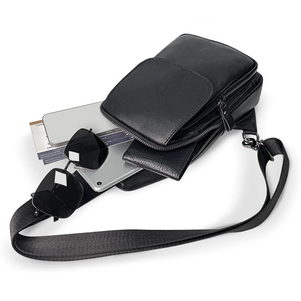 Мужская кожаная нагрудная сумка Jiameida Premium - высококачественная повседневная сумка-мессенджер для активного отдыха