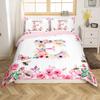 Initial Letter A Duvet Cover for Boys Girls Floral Monogrammed Bedding Set Romantic Rose Alphabet Quilt Cover with 2 Pillow Case