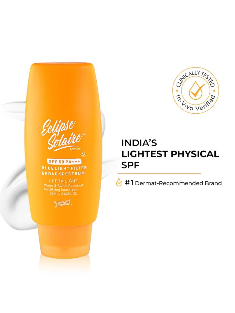 Активный солнцезащитный крем Eclipse Solaire SPF50 PA+++ | Клинически протестирован | Не оставляет белых следов | Широкий спектр защиты от UVA/UVB и синего света | Нежирный солнцезащитный крем