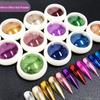 Mirror Effect Nail Powder Metallic Chrome Powder Shiny Nail Glitter Powder Nail Art Pigment Powder with Eyeshadow Sticks DIY Nail Decoration