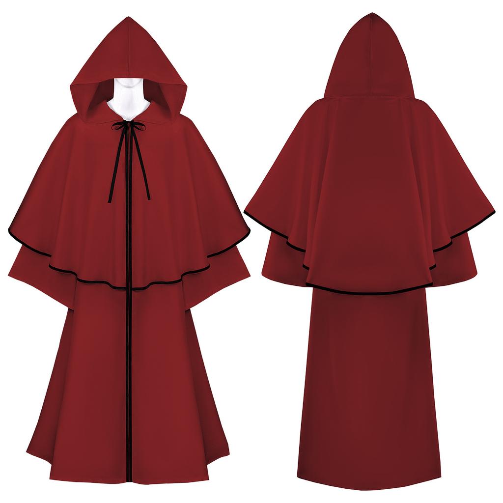 Halloween Death Wizard Cloak Cosplay Costume Monk Hooded Robes Cloak Cape Friar Medieval Renaissance Priest Kids Adult