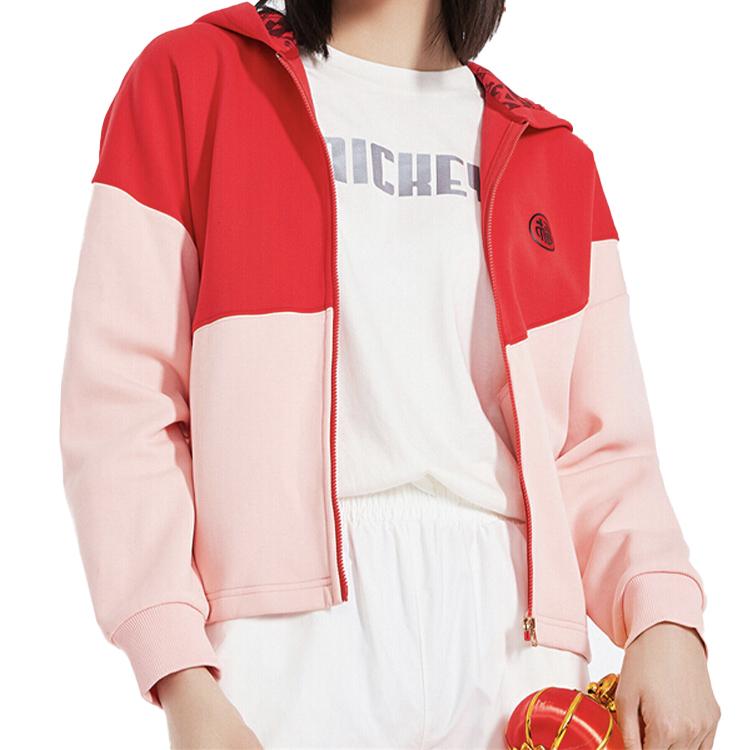 Li Ning X Disney свободная толстовка с капюшоном женская верхняя одежда вишневого цвета AWDQ004-2