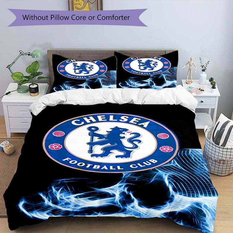 3pcs Football Team (35) Design Cover Set - HD Printed Bedding with 1 Cover and 2 Pillowcases - Perfect for Home and Dorm Decor