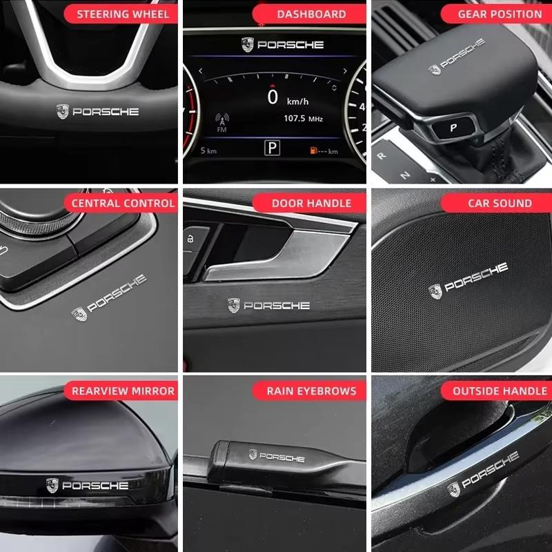 ACDOH1 Fashion 3D Car Metal Creative Stickers Waterproof Dirt-proof For Porsche 911 718 Cayenne Cayman Panamera Macan Taycan Boxster