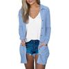 Women's Fashion Cardigan Lightweight Long Sleeve Button Loose With Pocket Solid Color Jacket