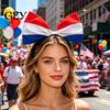 Personalized Festival Headband 4th of July Headband, Independence Day Hair Accessories, Red White Blue Bow Hoop for Women Patriotic Party Supplies