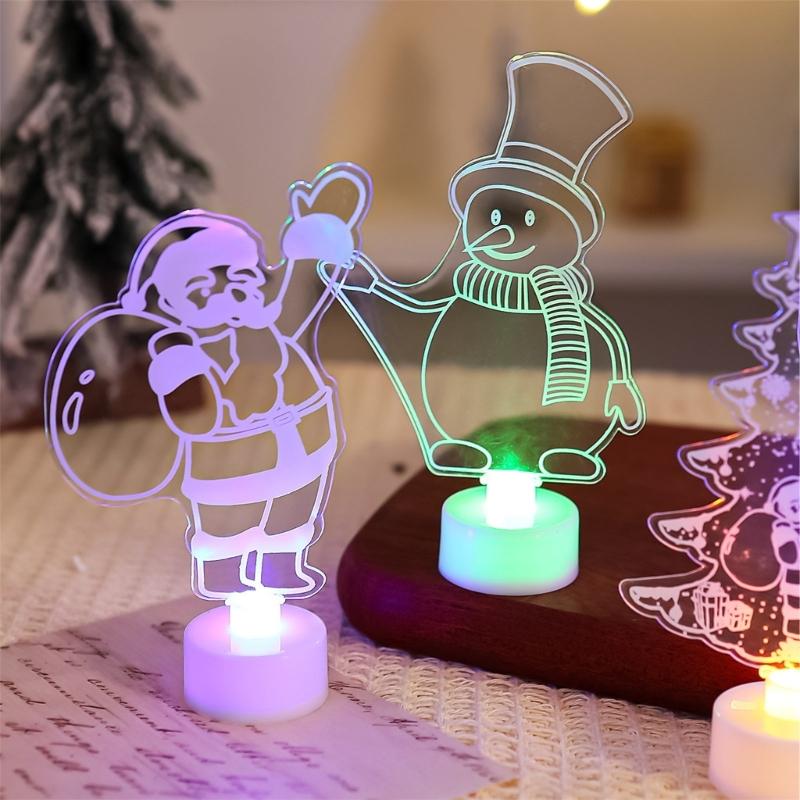 Светящаяся акриловая LED-декорация Рождественское украшение Рождественский декоративный ночник для детской комнаты Вечеринки Настольный дисплей