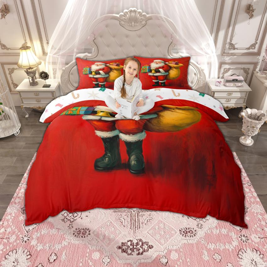 Homewish Мультяшный Снеговик Комплект Пододеяльника Для Детей Счастливого Рождества Санта-Клаус Постельное Белье Пряничный Человек Рождественская Елка Комплект Пододеяльника