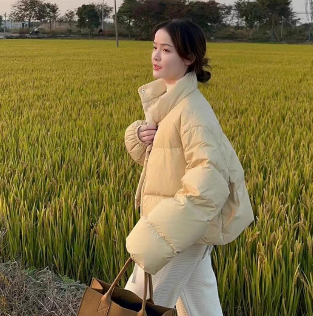 Зимняя короткая хлопковая куртка женская большого размера модная темпераментная воротник однотонная куртка