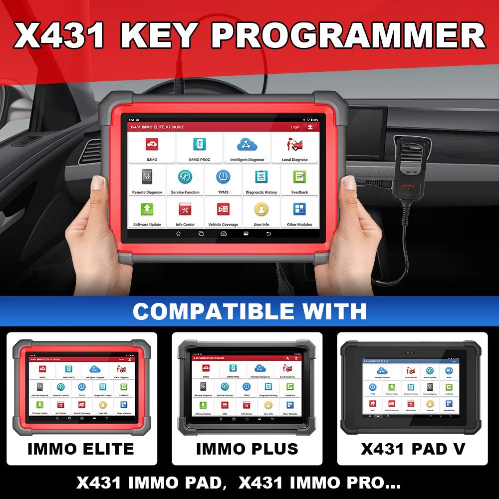 Программатор автомобильных ключей LAUNCH X431 Набор из 4 ключей Программатор ключей Инструменты для программирования IMMO Работает с X431 PAD V / IMMO ELITE / IMMO PLUS / PROG 3