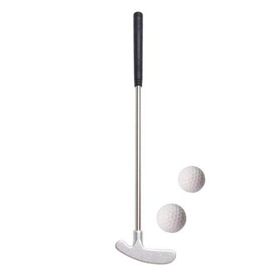 1 Set Mini Golf Putter Club with 2 Golf Balls TPR Grip Right Left Handed Stainless Steel Golf Club Kids Adults Table Game Golf Putter Training
