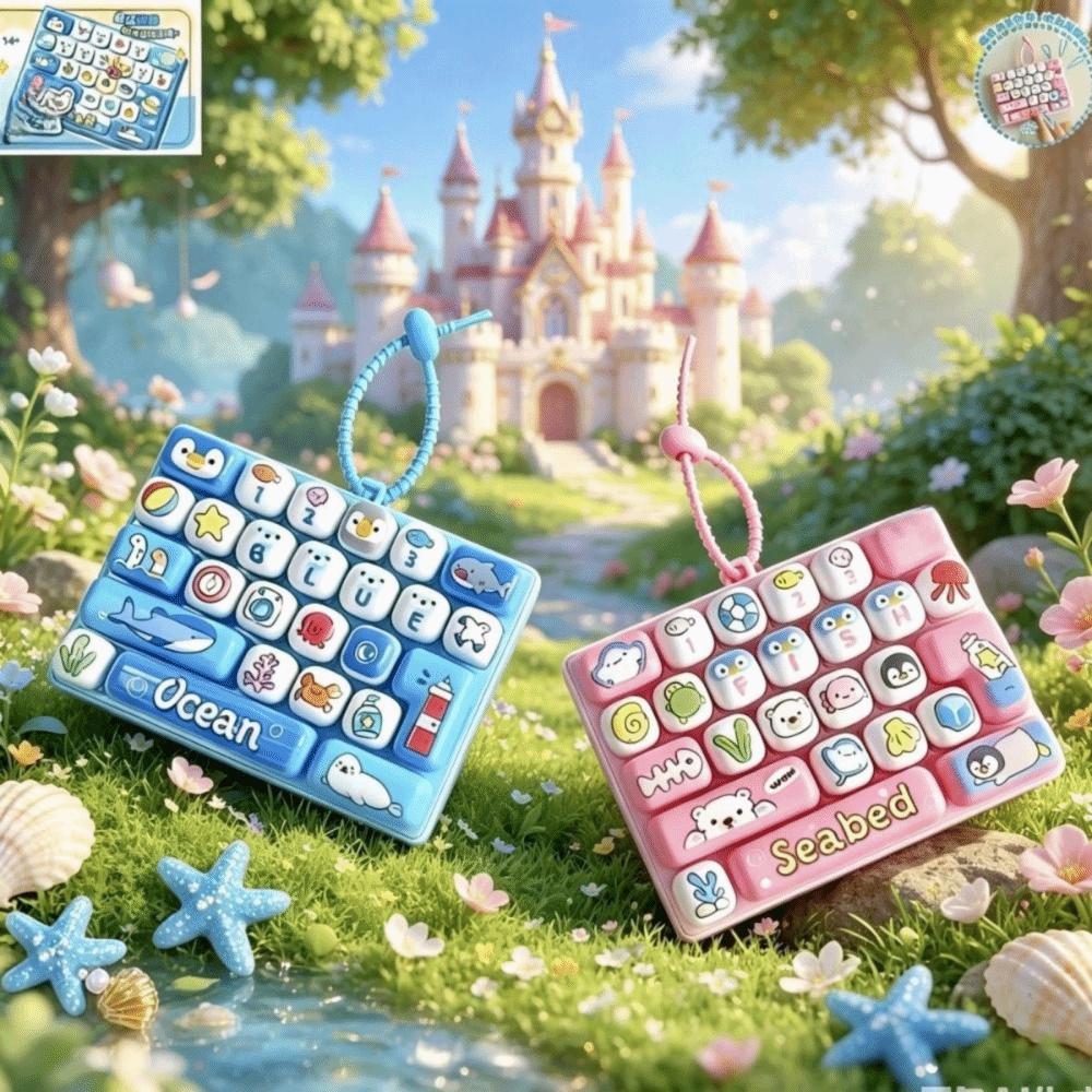 Clear Key Sounds Stress Relief Decompression Toy Keychain Keyboard Toy Press Button Toy Bag Charm