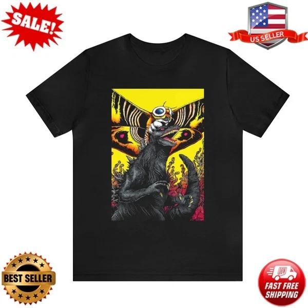 Mothra vs Godzilla T-Shirt Short Sleeve Movie Tee T-Shirt S-5XL FREE SHIPPING
