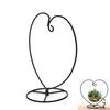 Black Heart-Shaped Iron Hanging Plant Glass Vase Terrarium Stand Holder