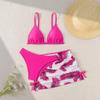 2024 Европейский/Американский Летний Комплект Купальника из 3 предметов с сеткой и принтом для девочек
