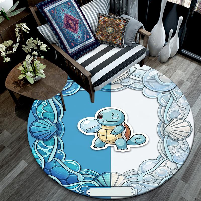 Pokémon pattern round rug,Carpet Rug for Living Room Bedroom Playroom ,Non-slip Floor Mat,Holiday Gifts and Birthday Gifts.