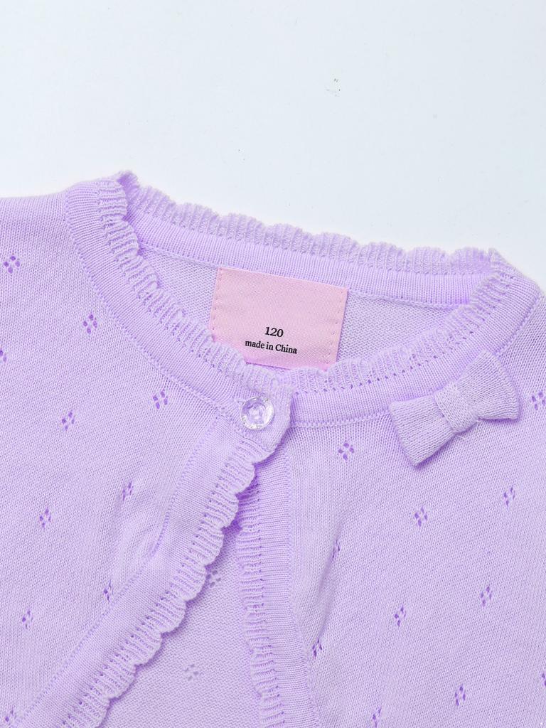 Kids Girls Long Sleeve Knit Bowknot Decor Cardigan Shrug Sweaters Party Dress Coat