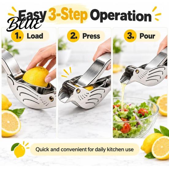 Lightweight Squeezer for Travel 2Pcs Fish Shape Lemon Squeezer Stainless Steel Manual Citrus Juicer Portable Hand Press Limes Oranges Cocktails,