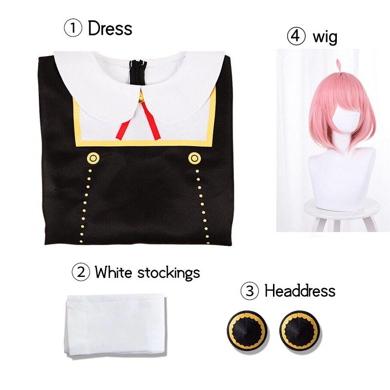 Anime Spy X Family Costume Anya Forger Cosplay Costume Suits Dress Black Uniform Skirt Girls School Kids Adults Female Outfits Cos Eden Academy