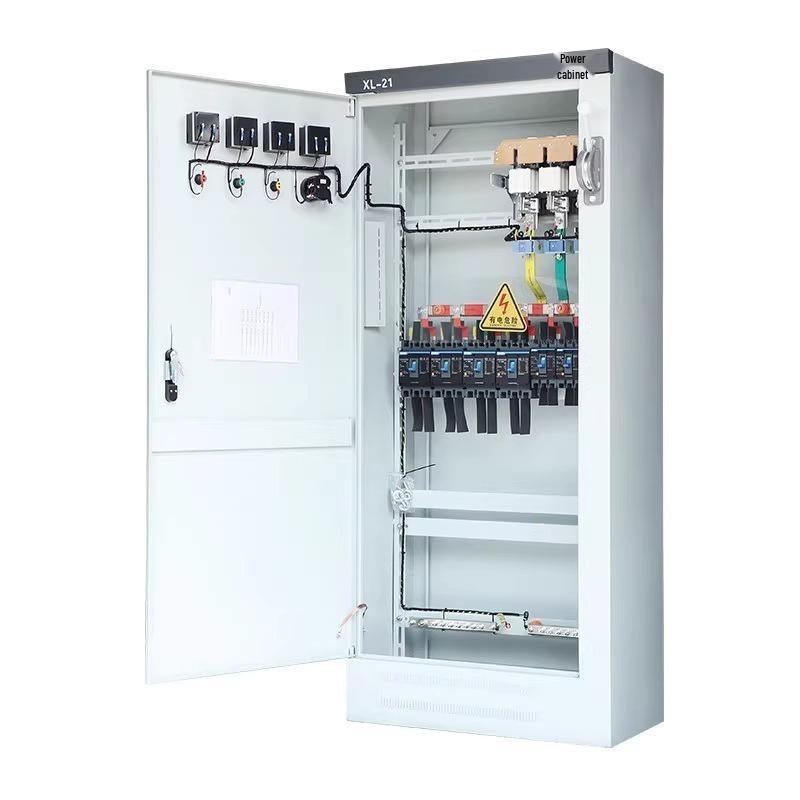 XL-21 Power Cabinet: Electrical Distribution, Capacitor Compensation, and Temporary Lighting Box.