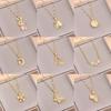 Trendy 18K Gold Plated Zircon Crystal Pendant Stainless Steel Necklace for Women Female Clavicle Chain Jewelry Lady Accessories