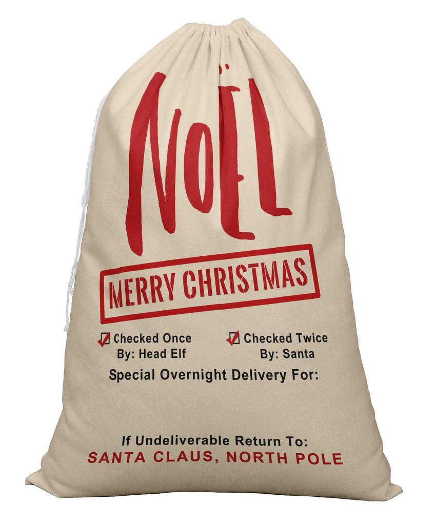 Printtoo Упаковка из 2 специальных рождественских мешков со шнурком, очень большого размера, для многоразового хранения рождественских подарков, 27x20 дюймов