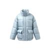 Li Ning Loose Fit Short Down Jacket With Stand Collar Women Jackets Blue AYMR372-4